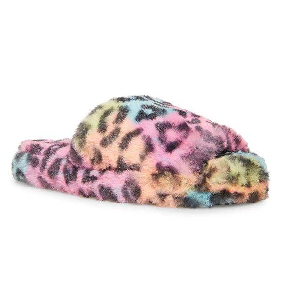 Steve Madden Frillz Faux Fur Slipper Pastel Multi - Picture 1 of 5